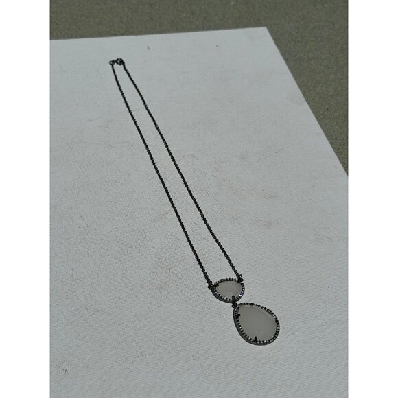 Vintage Diamond and Quartz Sterling Silver Pendant Necklace - Picture 4 of 5